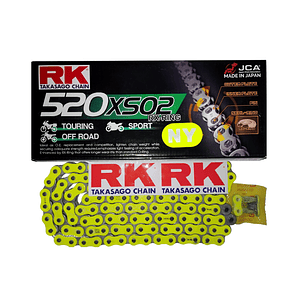 Cadena RK 520 XSO. Amarillo FLUOR, RX'ring, Remache, Japonesa