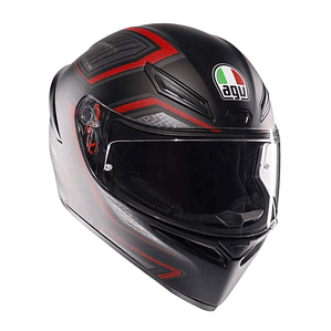 Casco AGV K1 S Sling Negro Matte / Rojo. ECE 22.06. (QR Norma Chilena)
