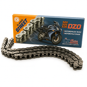 Cadena CZ Chainz 520 DZO. Gris, O'ring, Remache, 120 Eslabones 