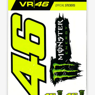 Set de Stickers Monster Energy 46. Valentino Rossi. (Tamaño Grande)