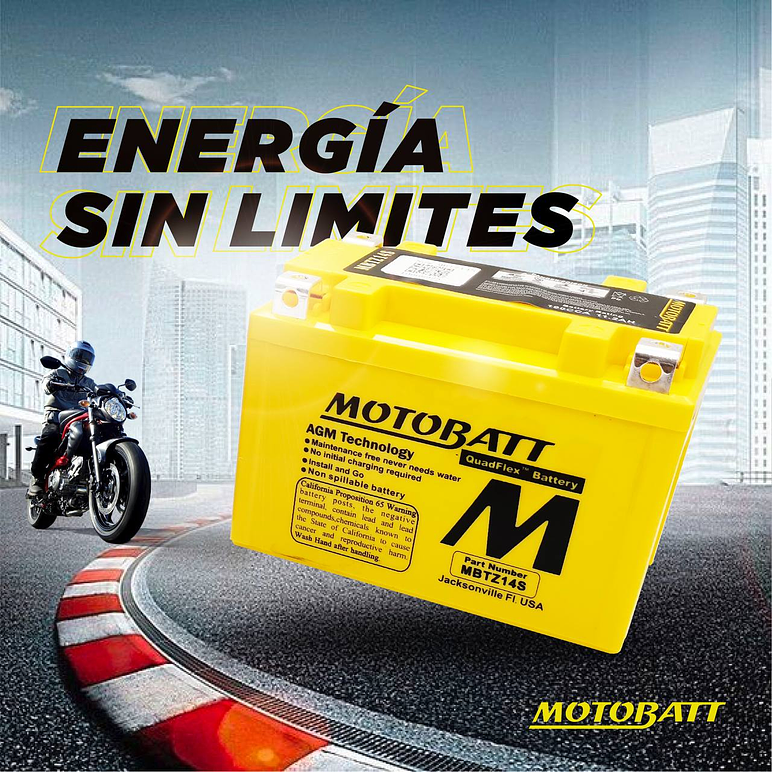 Batería Motobatt MBYZ16HD. Tecnología AGM, Heavy-Duty 5