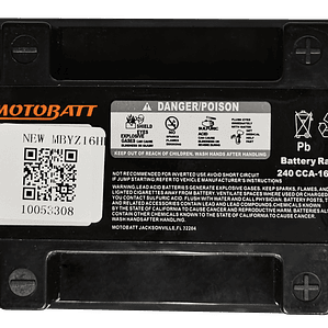 Batería Motobatt MBYZ16HD. Tecnología AGM, Heavy-Duty
