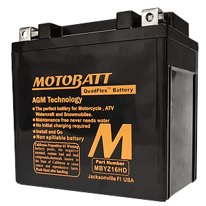 Batería Motobatt MBYZ16HD. Tecnología AGM, Heavy-Duty