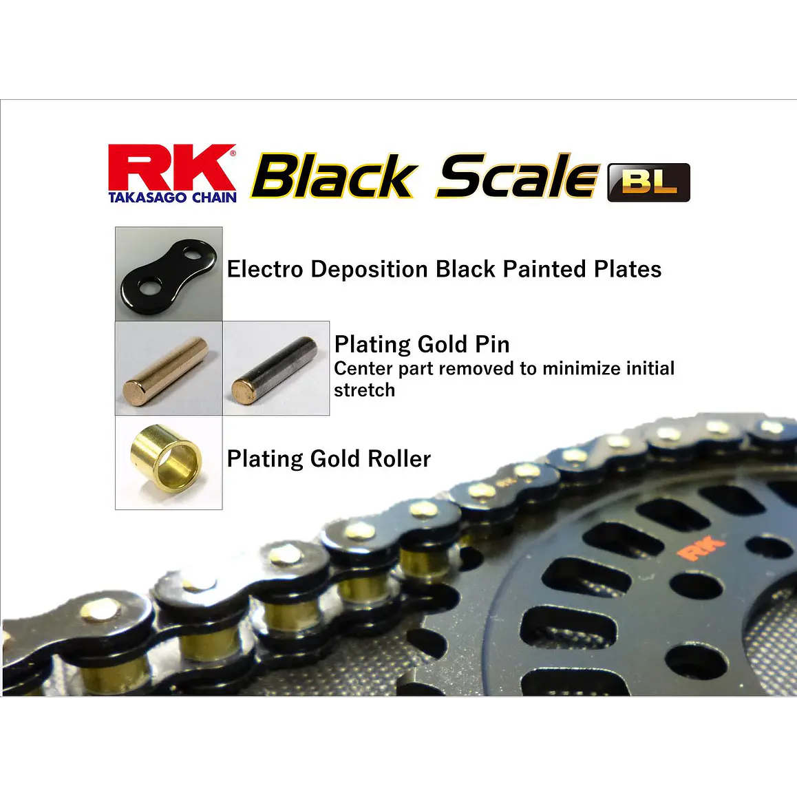 Cadena RK 520 ZXW. Black Scale, Xw'ring, Remache, Japonesa 5