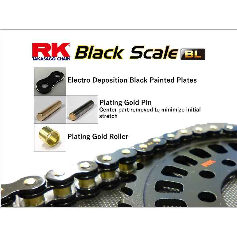 Cadena RK 520 ZXW. Black Scale, Xw'ring, Remache, Japonesa 5