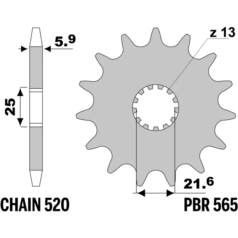 Piñón de Ataque PBR Italy Yamaha R3, MT-03, R3A. De 14 dientes 2