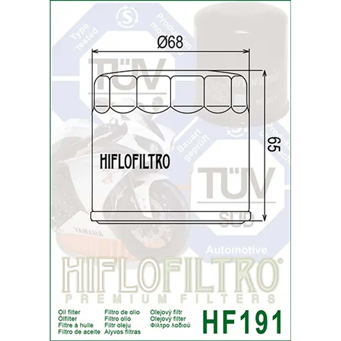 Filtro de Aceite HifloFiltro Benelli 302 S, TNT300, 502C, TRK 502. HF-191 6