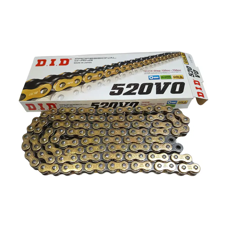 Cadena DID 520 VO. Con O'ring, Japonesa, 120L, Dorada 1