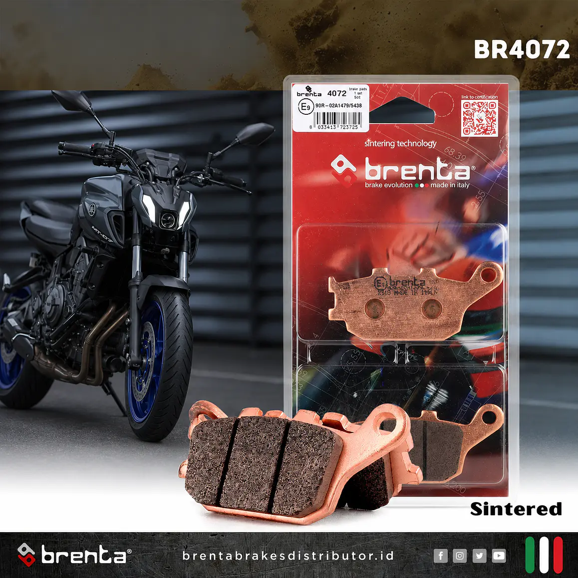 Pastillas de Freno Traseras Yamaha R6, MT-07, MT-09,  R7. Brenta Sinterizadas 2