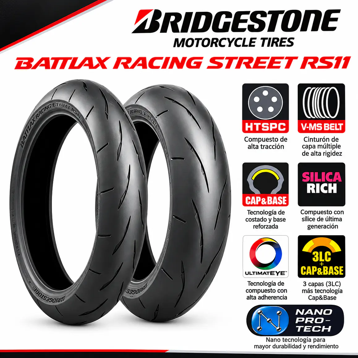 Battlax RS11 Racing Street, 120/70ZR-17. Neumático Bridgestone 2