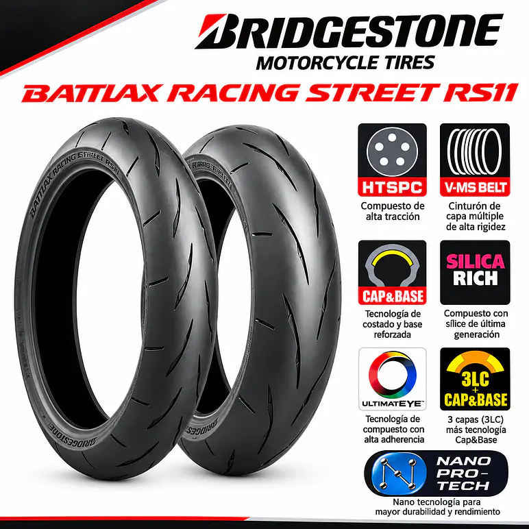 Battlax RS11 Racing Street, 120/70ZR-17. Neumático Bridgestone 2