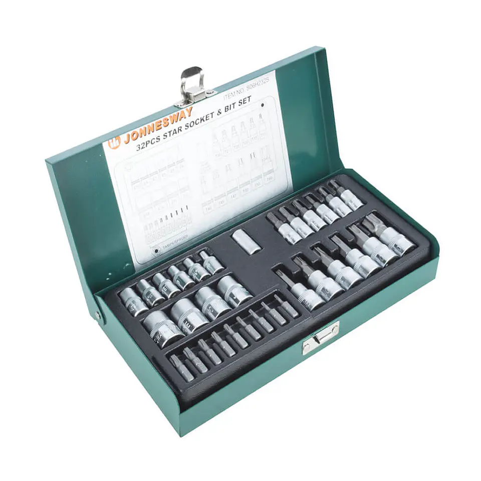 Juego de Dados y Puntas Torx Jonnesway 1/4 y 3/8 - 32 piezas 5