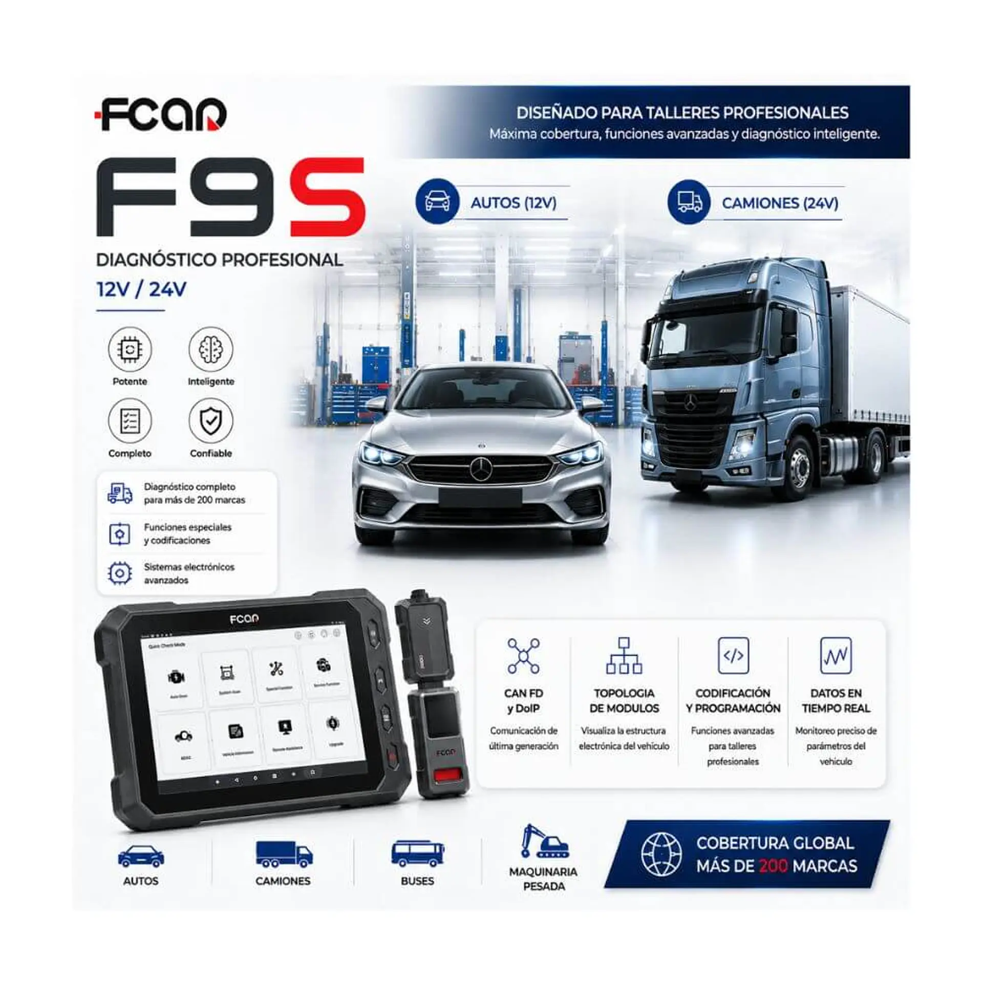 Escáner FCAR F9S (12v-24v) 2