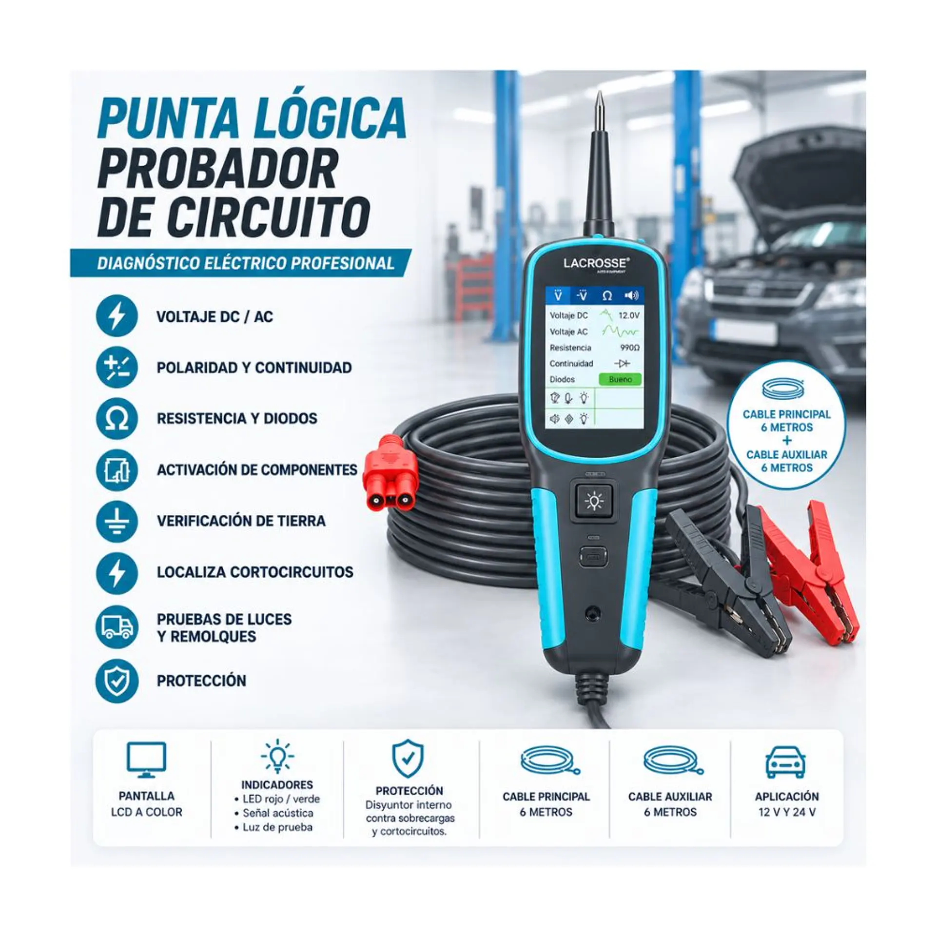 Punta Lógica Automotriz Lacrosse – Probador de Circuitos Eléctricos 2