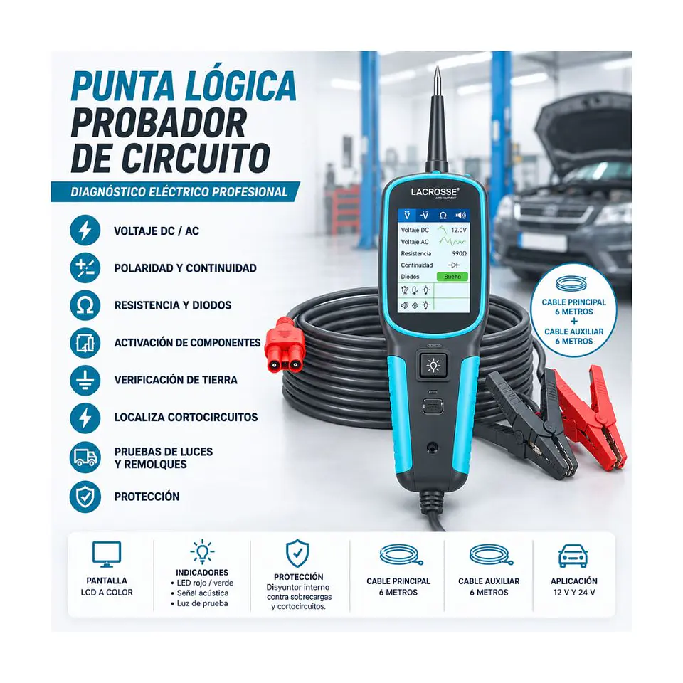 Punta Lógica Automotriz Lacrosse – Probador de Circuitos Eléctricos 2