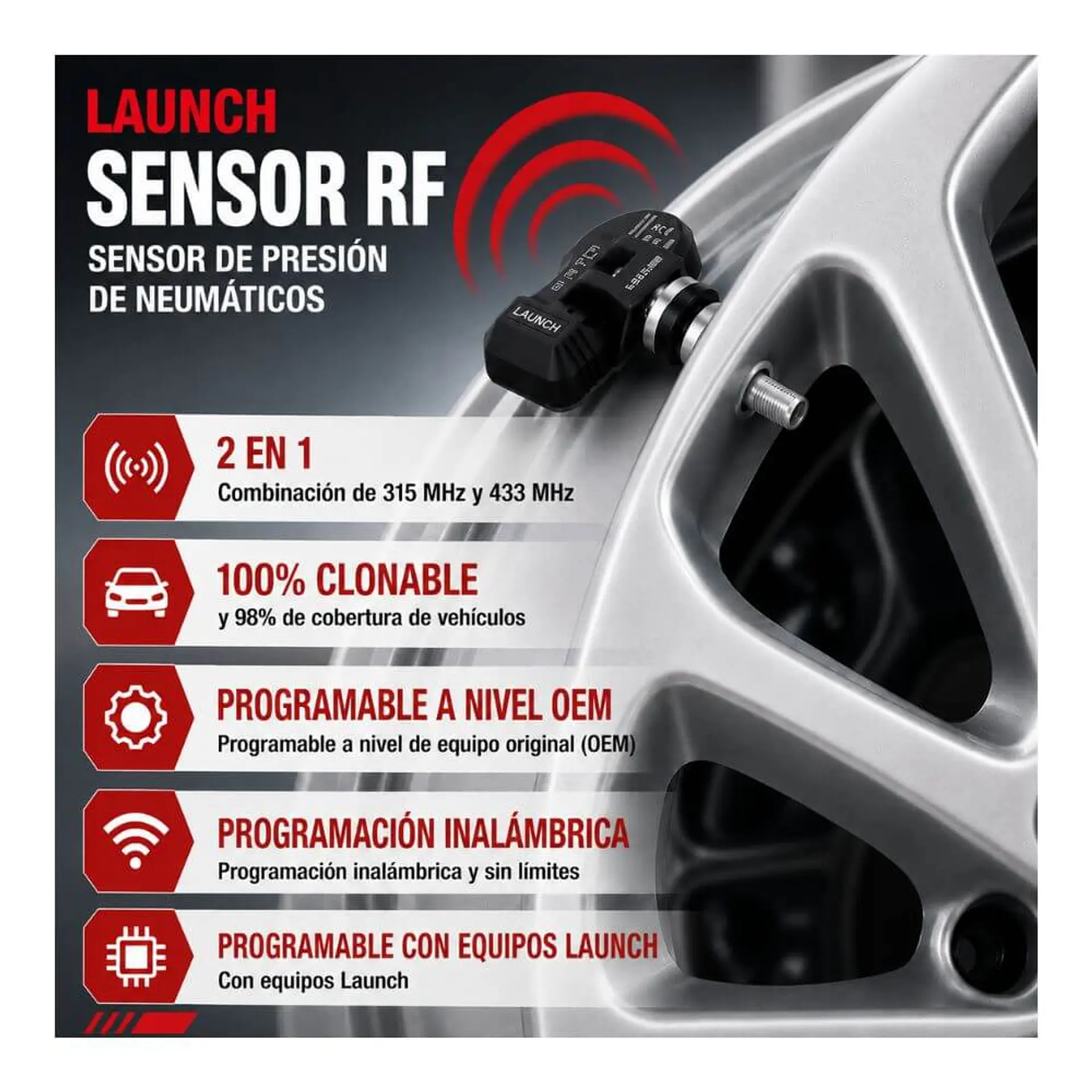 Sensor TPMS Universal Launch LTR-03 - Pack 10 Unids. 2