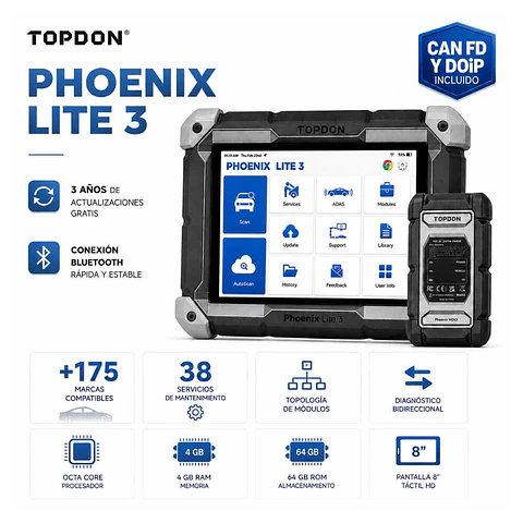 Escáner Topdon Fhoenix Lite 3