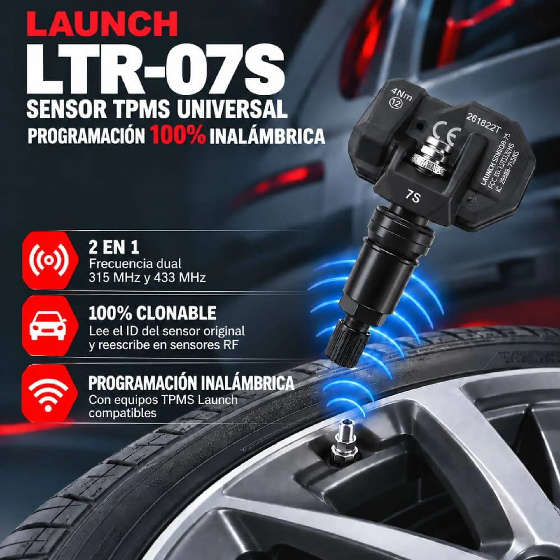 Sensor TPMS Universal Launch LTR-07S - Pack 10 Unids.