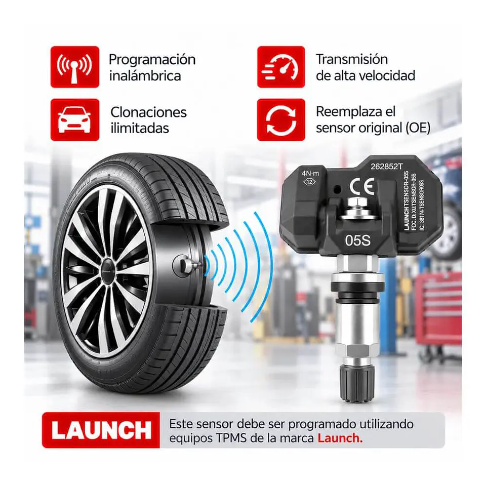 Sensor TPMS Universal Launch TSENSOR-05S - Pack 10 Unids.