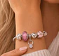 Pulsera Baño Oro Blanco con Accesorios Rosados - Miniatura 2