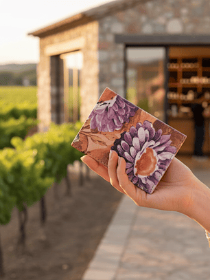 Tarjetero de Cuero con Estampado Floral