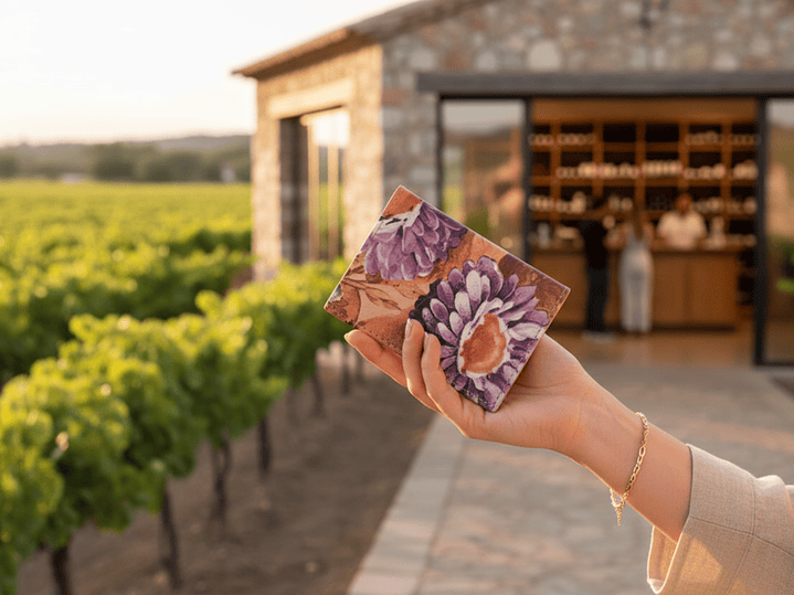 Tarjetero de Cuero con Estampado Floral 1