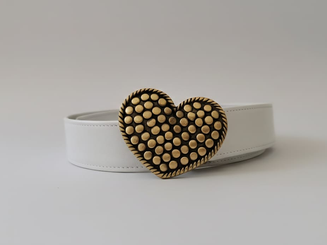 Cinturón hebilla intercambiable Blanco Corazón 1