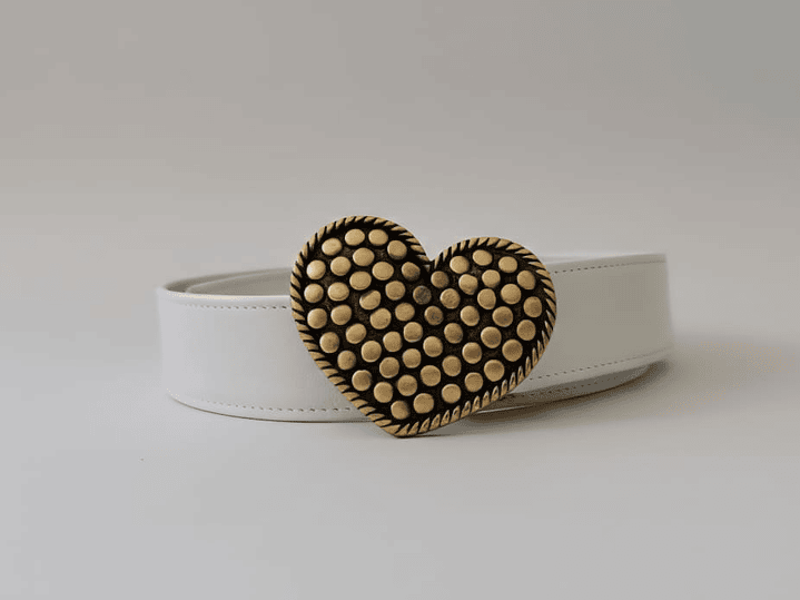 Cinturón hebilla intercambiable Blanco Corazón 1