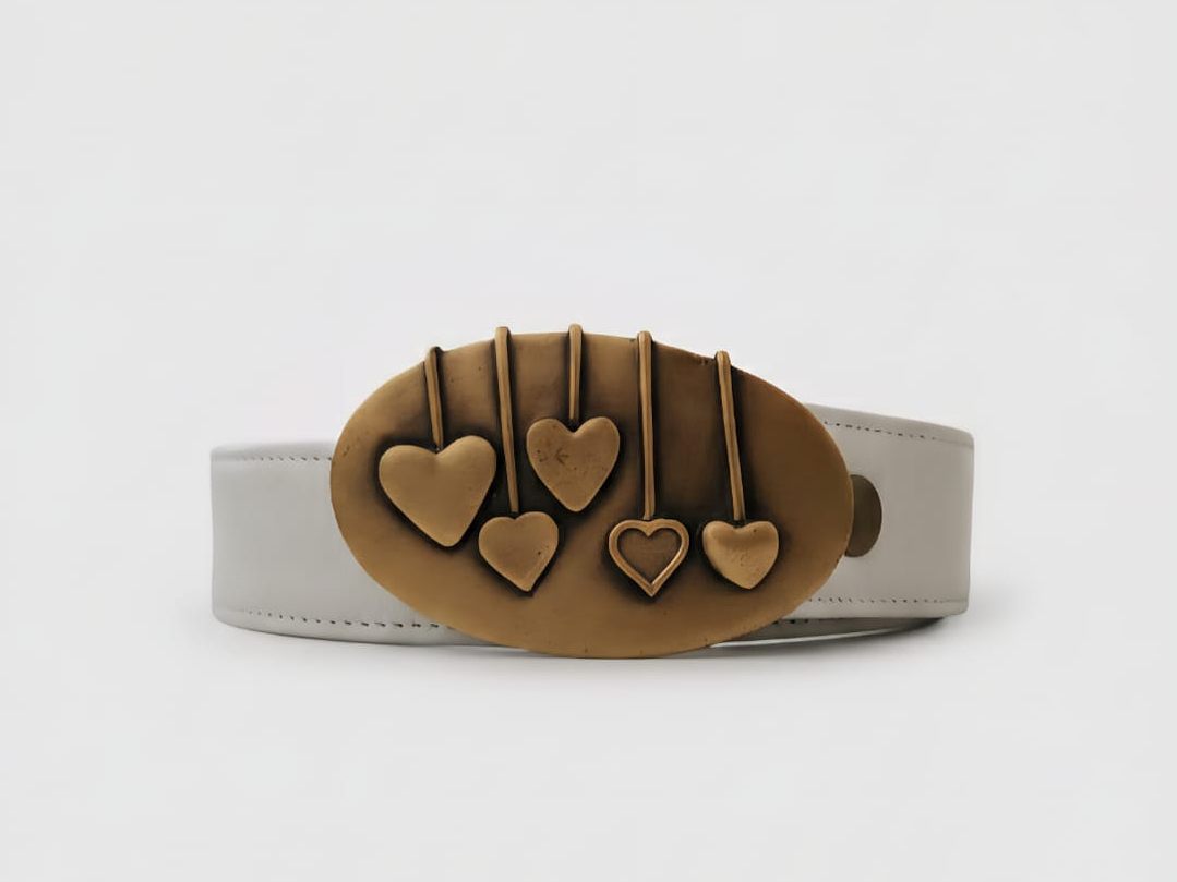 Cinturón hebilla intercambiable Blanco Óvalo  1