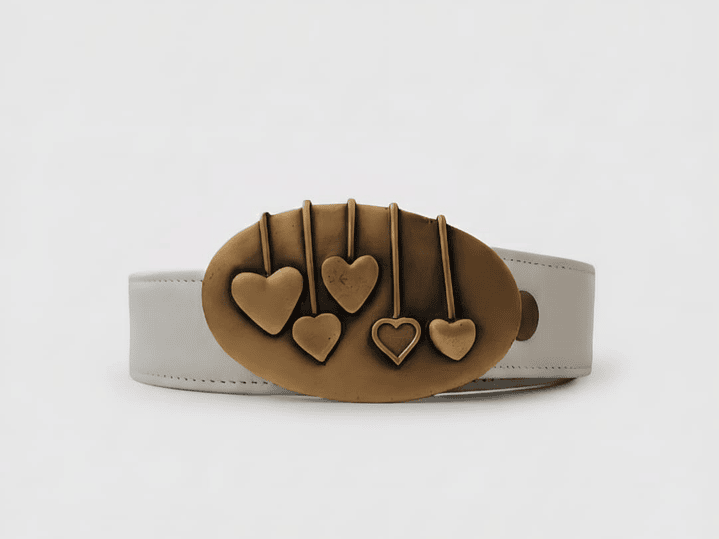 Cinturón hebilla intercambiable Blanco Óvalo  1