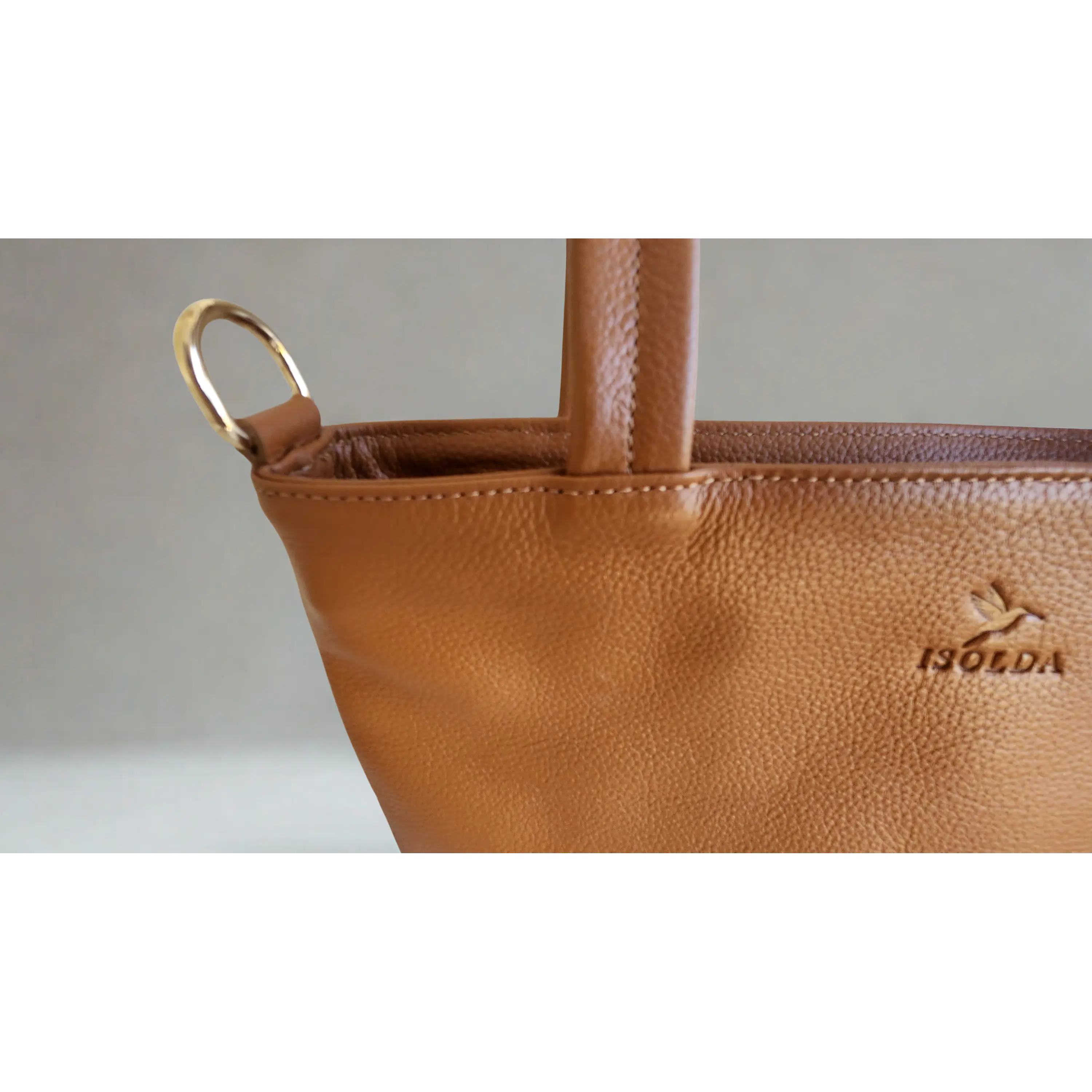 Tote Colibrí  Caramelo - Cuero LWG - Hecho a mano 2