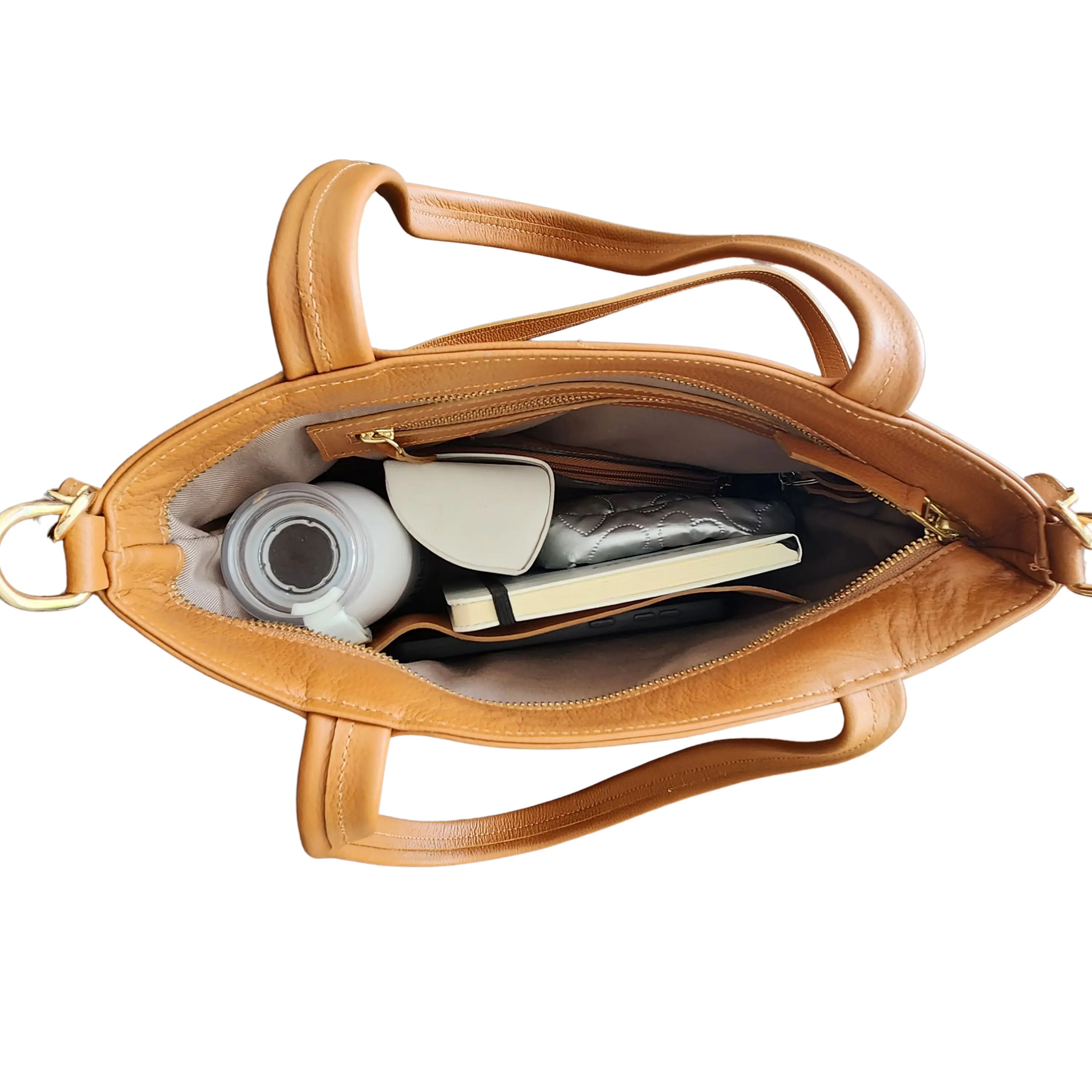 Tote Colibrí  Caramelo - Cuero LWG - Hecho a mano 3