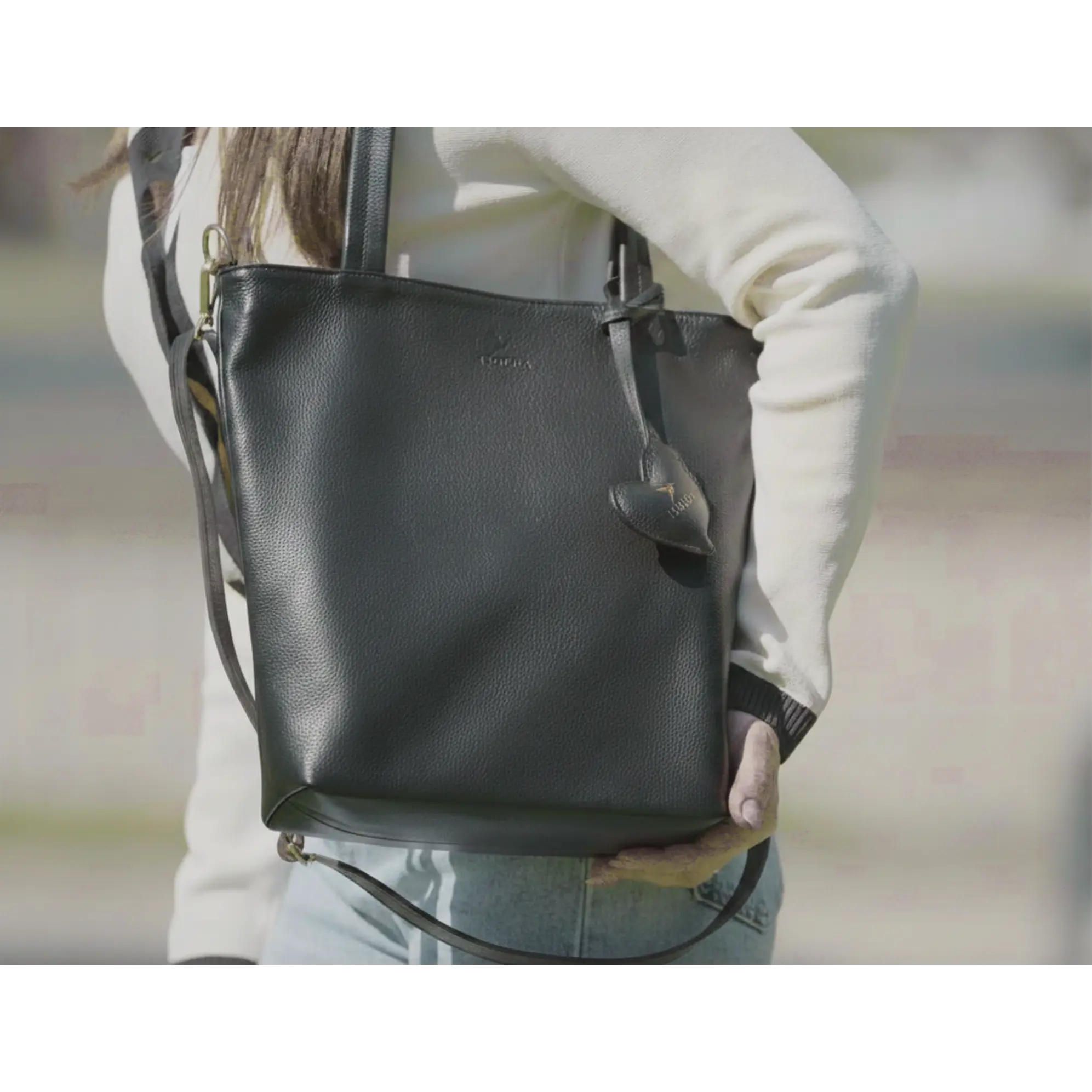Tote Colibrí Negro - Cuero LWG - Hecho a mano 2