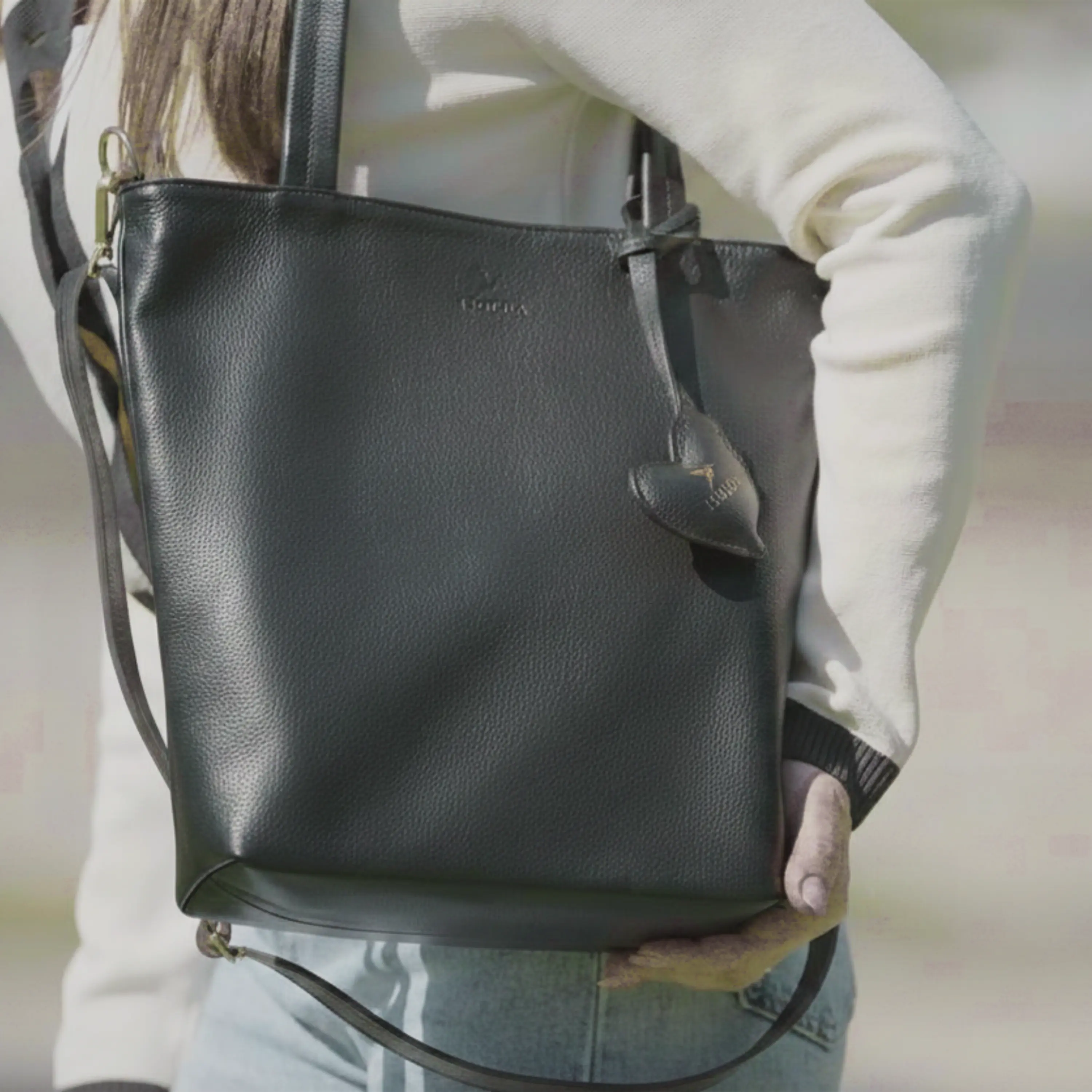 Tote Colibrí Negro - Cuero LWG - Hecho a mano 8