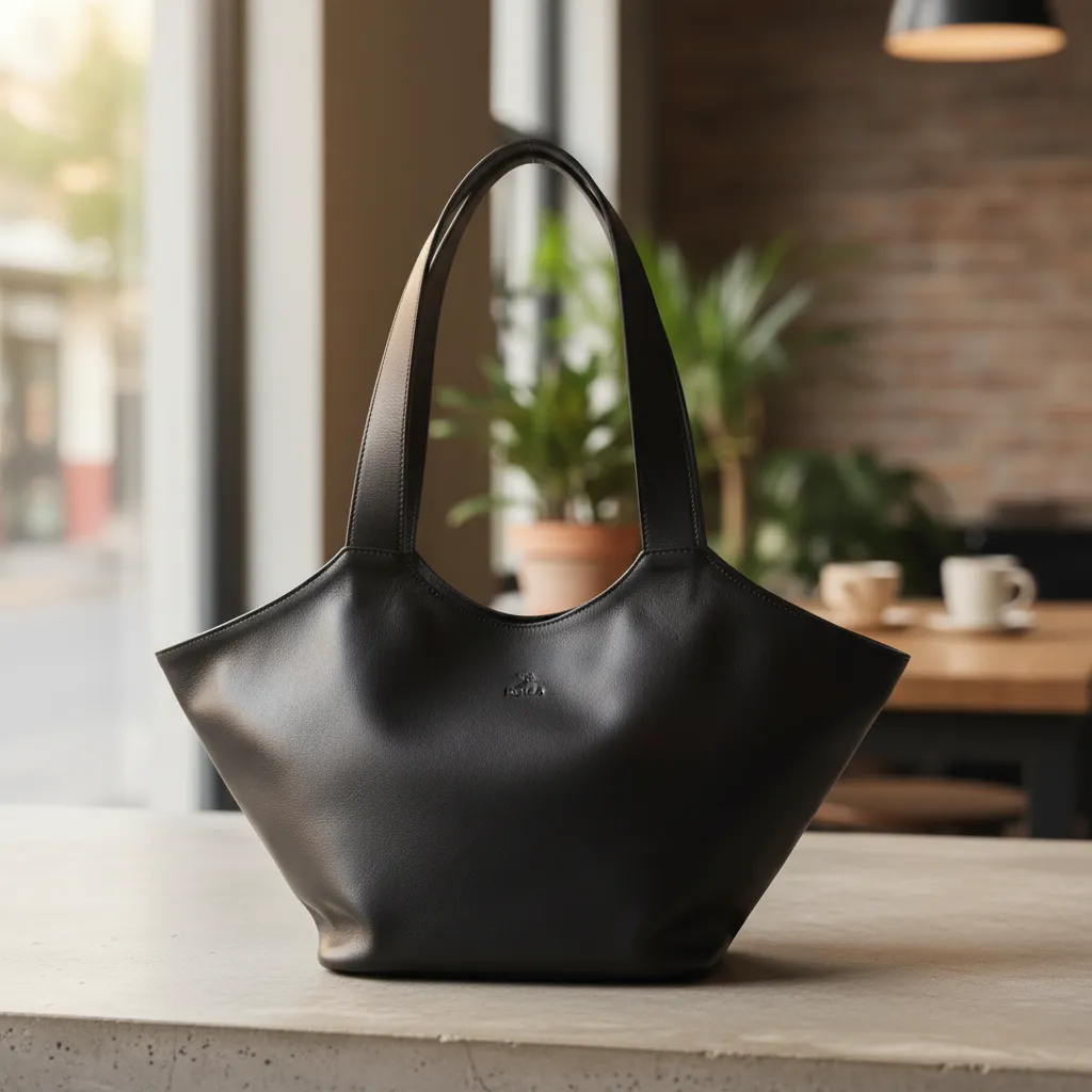 Shopper Isolda - Color Negro - Cuero LWG - Hecho a mano 2