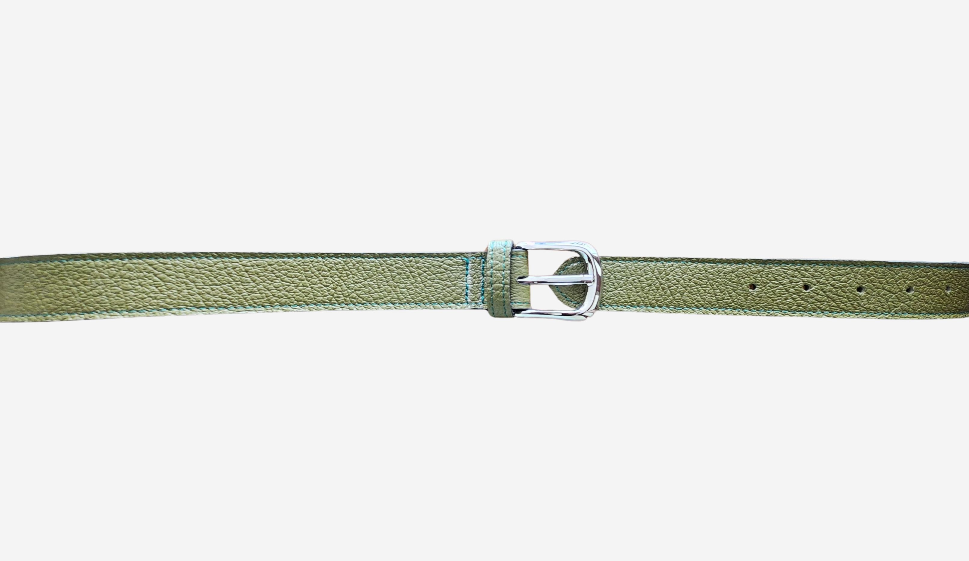 Cinturón Verde Musgo Isolda - Color Hebilla Plata - Cuero LWG - Hecho a mano 2