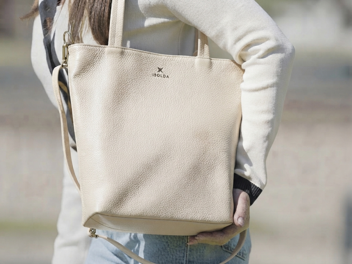 Tote Colibrí - Color Marfil - Cuero LWG - Hecho a mano 2