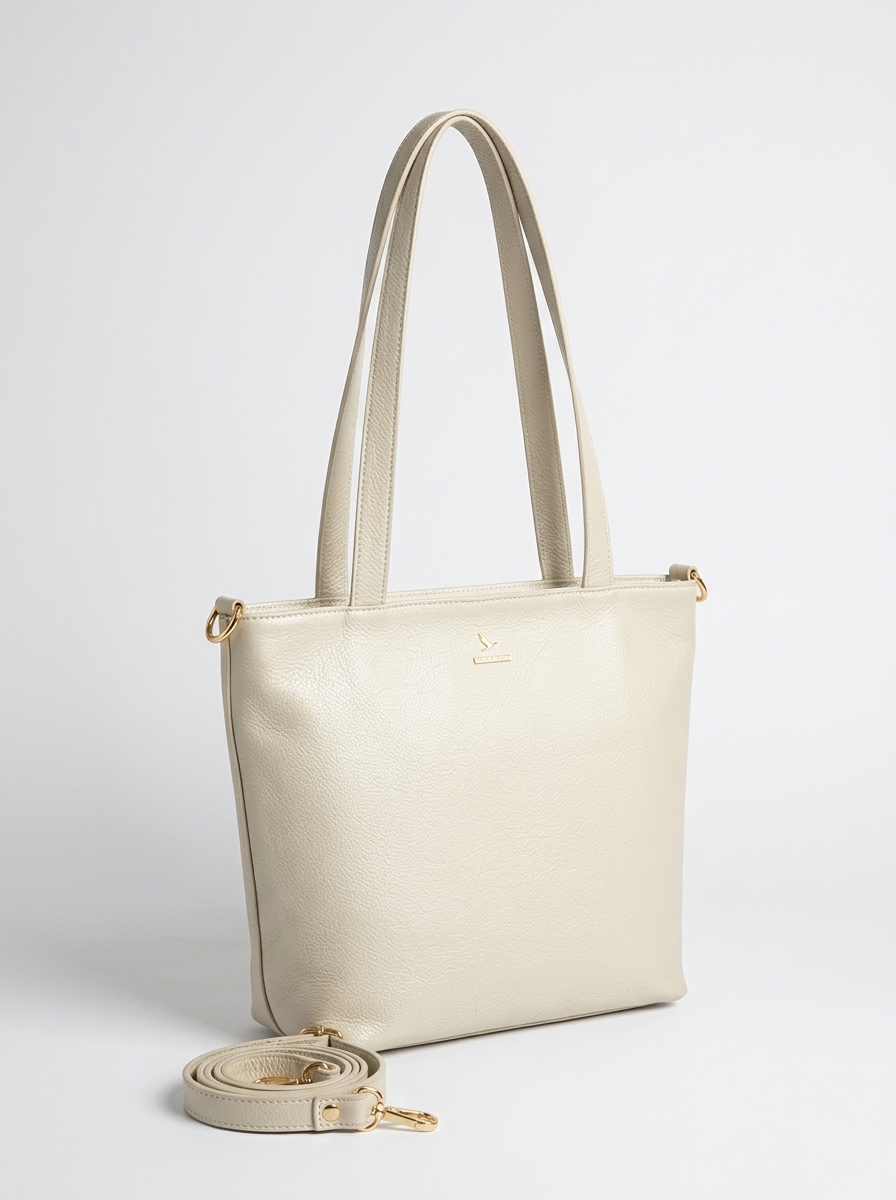 Tote Colibrí - Color Marfil - Cuero LWG - Hecho a mano 1