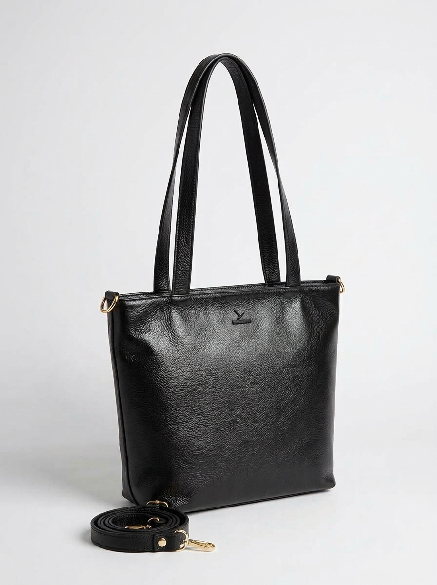 Tote Colibrí - Color Negro - Cuero LWG - Hecho a mano 1