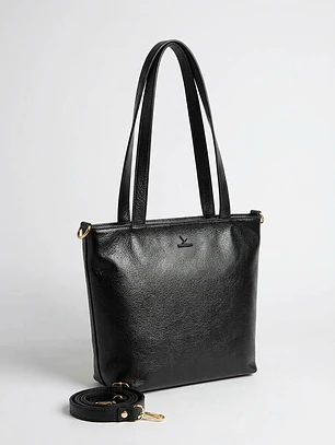 Tote Colibrí - Color Negro - Cuero LWG - Hecho a mano