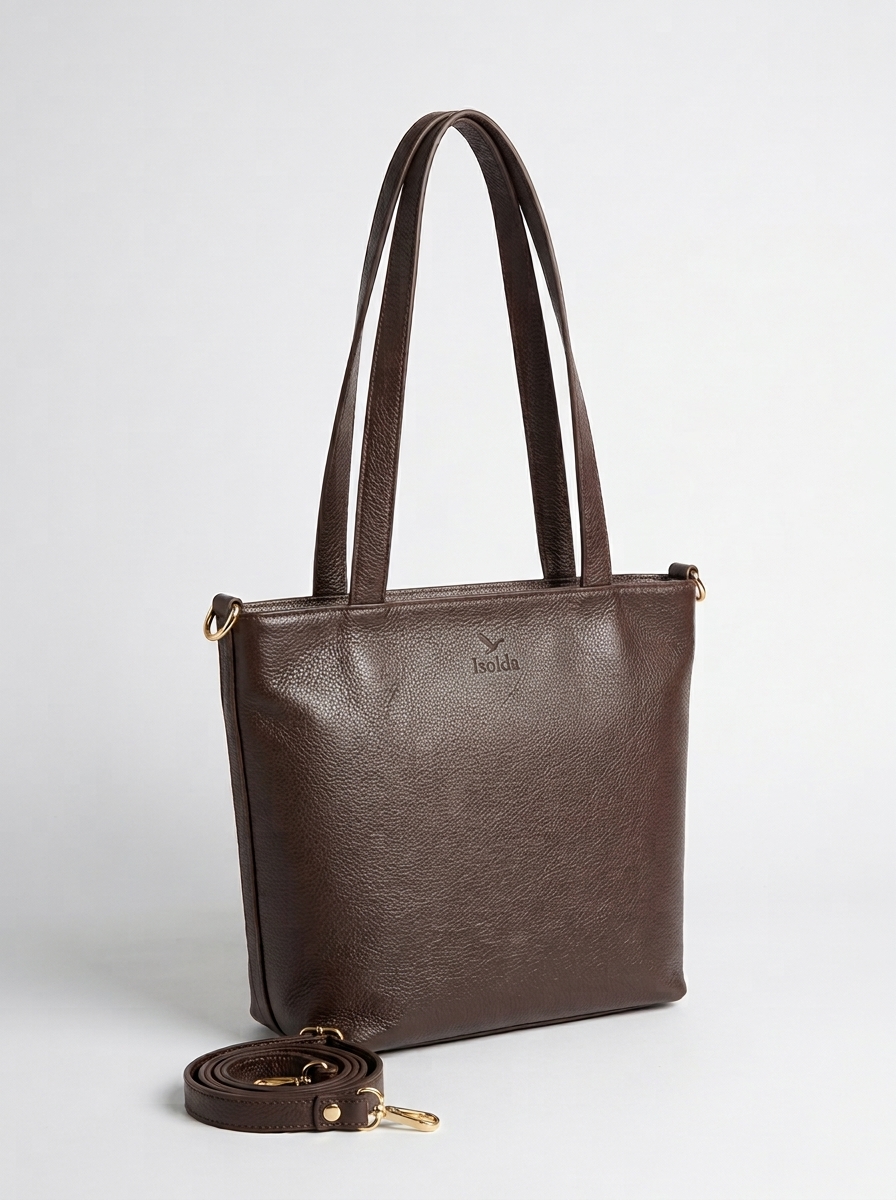 Tote Colibrí - Color Chocolate - Cuero LWG - Hecho a mano  1