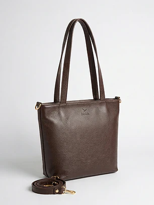 Tote Colibrí - Color Chocolate - Cuero LWG - Hecho a mano 