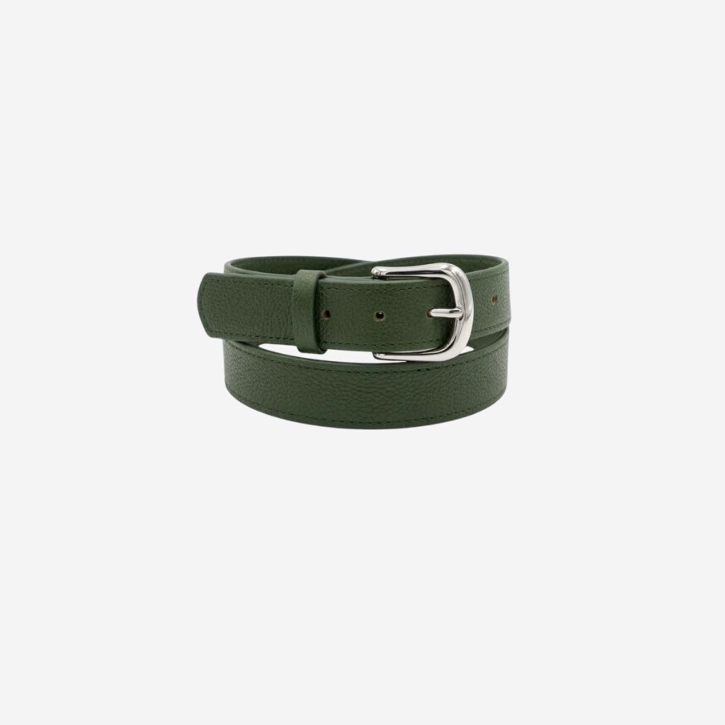 Cinturón Verde Musgo Isolda - Color Hebilla Plata - Cuero LWG - Hecho a mano 1