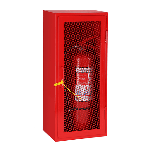 Gabinete metálico puerta malla, extintor 06 Kilos
