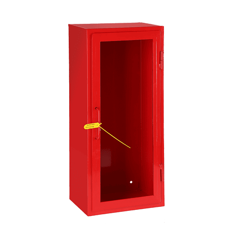 Gabinete metálico puerta vidrio, extintor 10 Kilos
