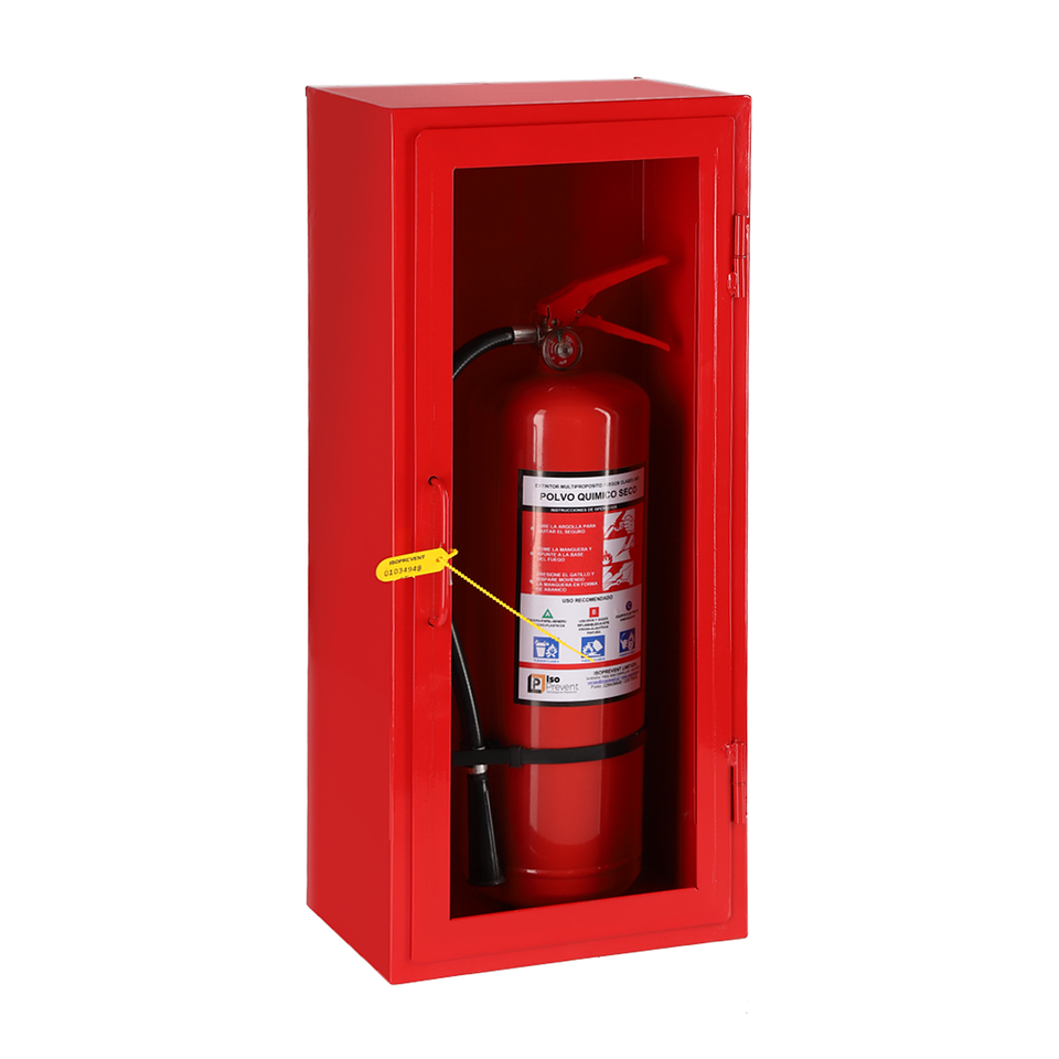 Gabinete metálico puerta vidrio, extintor 10 Kilos 2