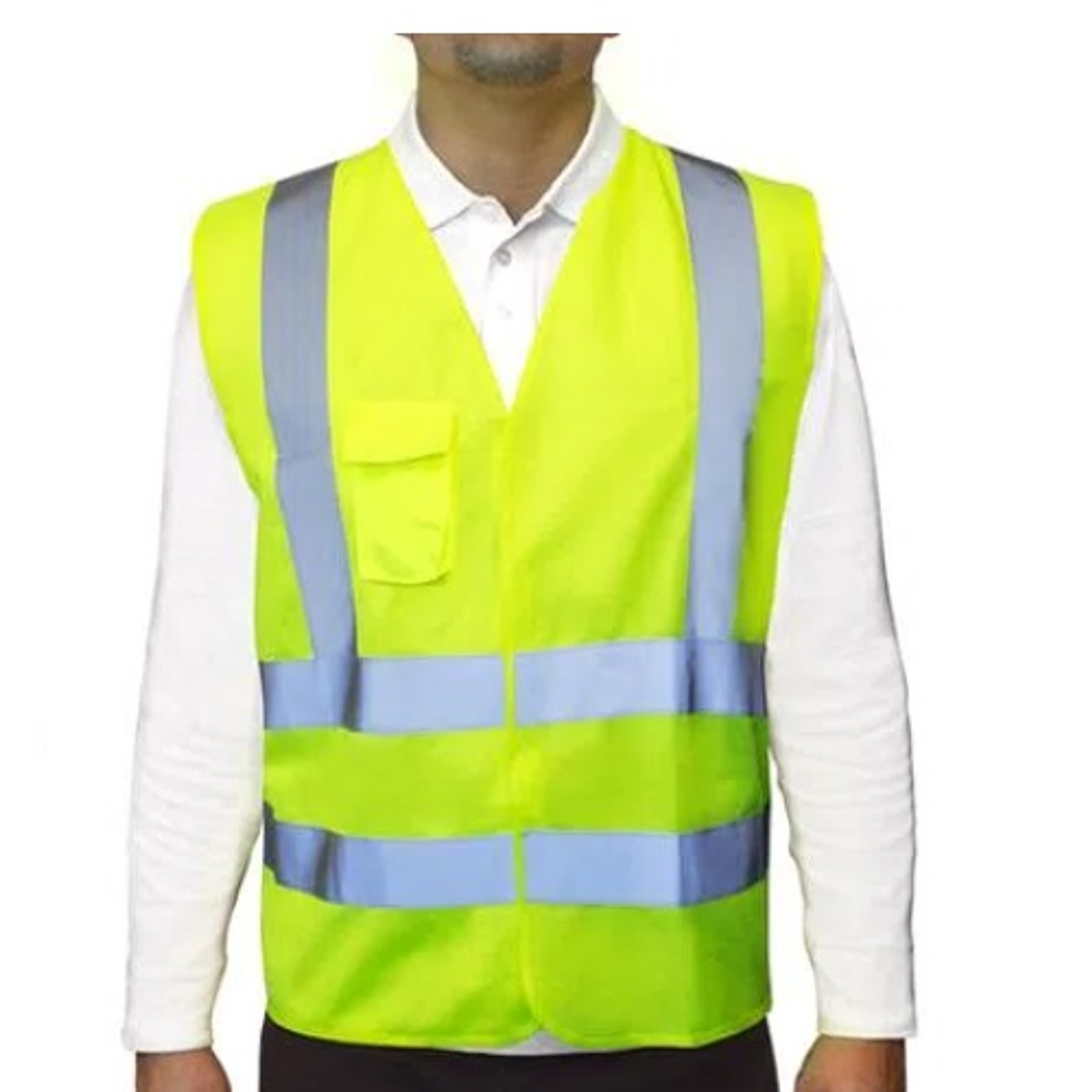 Chaleco reflectante amarillo 4 cintas certificado 1