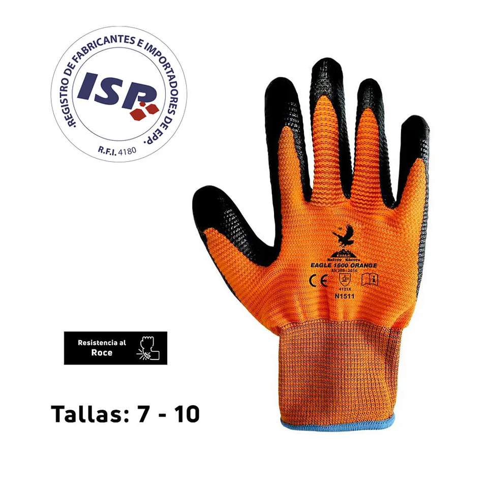 GUANTE DE SEGURIDAD EAGLE 1600 NARANJO 1