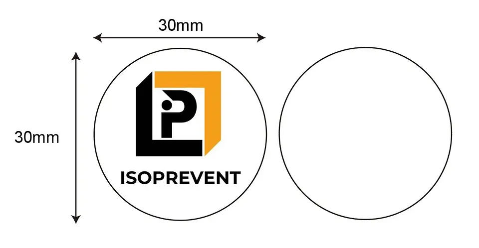 Etiqueta/Adhesivo NFC de 13.56MHz con Chip NFC 213, con Logotipo Isoprevent, Iso14443a 1