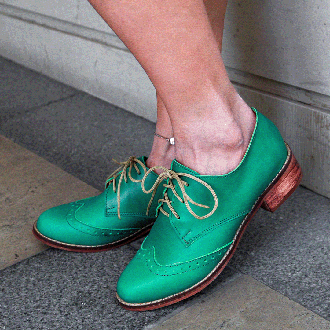 Zapato Cuero Oxford Verde - Zapatos 100% Cuero, hechos en Chile para tí